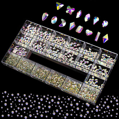 Rhinestones for Nails Kit,3486Pcs round AB Nail Rhinestones 354Pcs 3D Multi Shapes Flatback Nail Crystals Diamonds for Nail Design DIY Nail Salon Manicure Decoration Health & Beauty > Personal Care > Cosmetics > Cosmetic Tools > Nail Tools Ailipu   