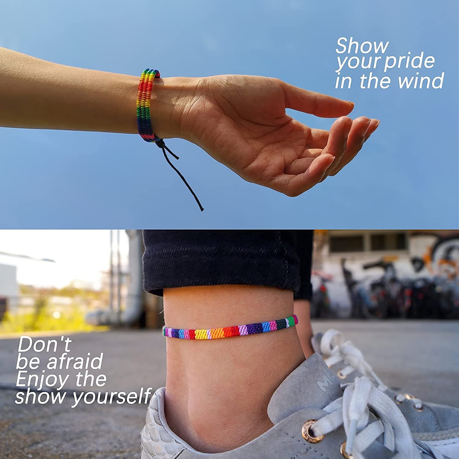 LGBTQ Rainbow Flag with Gay Pride Stuff Bracelet Anklet Accessories for Women & Men Apparel & Accessories > Jewelry > Anklets Yuoos   
