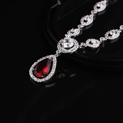 AAA Cubic Zirconia CZ Silver Plated Base Women'S Party Jewelry Set Earrings Pendant Necklace