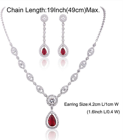 AAA Cubic Zirconia CZ Silver Plated Base Women'S Party Jewelry Set Earrings Pendant Necklace