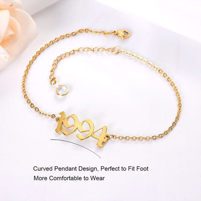 QJLE Ankle Bracelets for Women,Personalized Birth Year Number Gold Anklets for Women,Summer Beach Foot Chain Dainty Anklet Jewelry Birthday Gifts for Her Apparel & Accessories > Jewelry > Anklets QJLE   