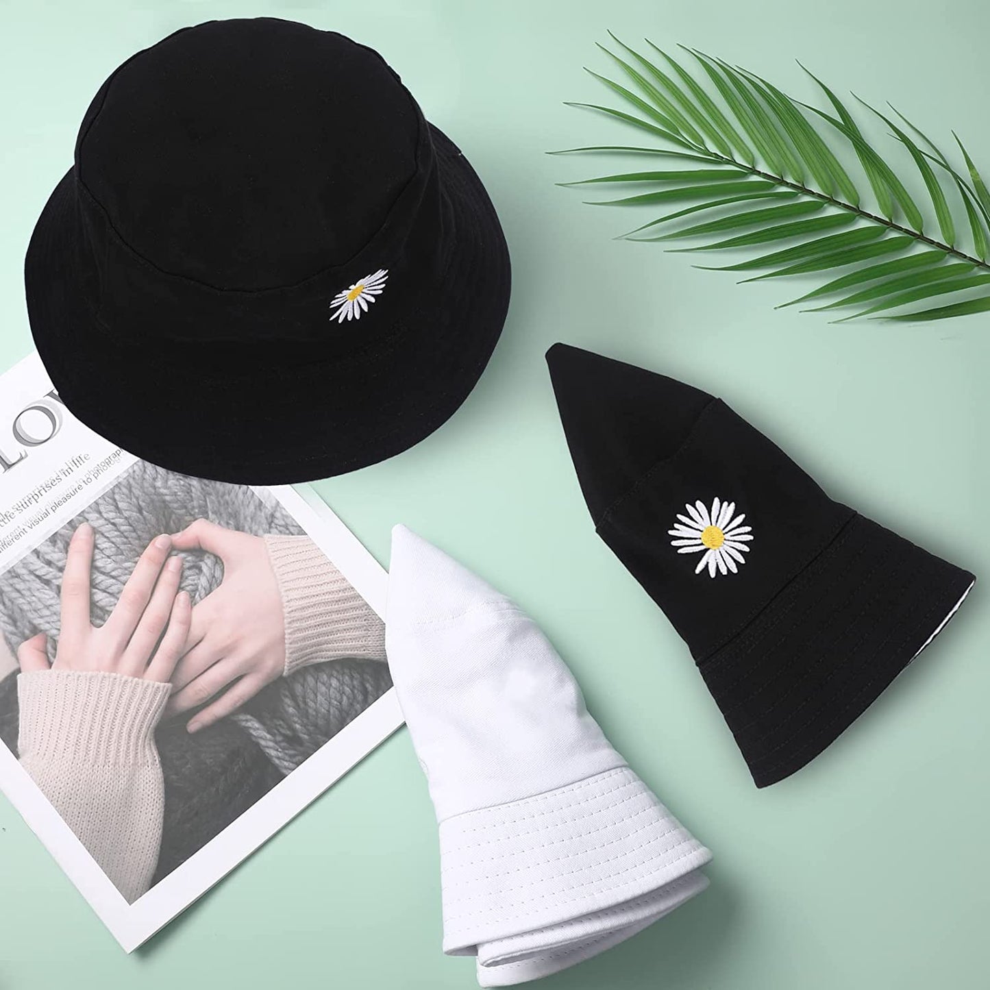 Bucket Hat - Unisex Black Bucket Hat for Women, Travel Beach Fisherman Summer Cap, Sun Protection Windproof Beach Bucket Hats for Men Teens Kids, Flower Embroidery Apparel & Accessories > Clothing Accessories > Hats clubone   