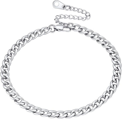 Women Girls Barefoot Jewelry 18K Gold or Rose Gold Stainless Steel Heart / Rope / Figaro / Cuban Chain Anklet Foot Bracelet, 25-30 CM Long Apparel & Accessories > Jewelry > Anklets U7 Jewelry 02. Stainless steel-5mm curb chain  