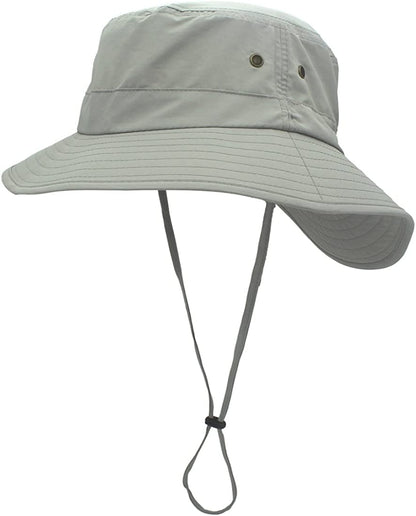 Llmoway Women Lightweight Safari Sun Hat Quick Dry Fishing Hat with Strap Cool Apparel & Accessories > Clothing Accessories > Hats LLmoway Light Grey  