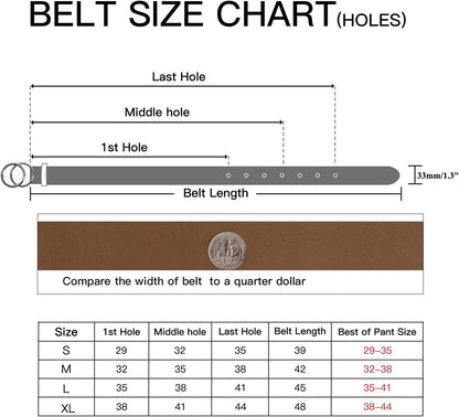 Women Leather Belt for Jeans Dress Waist Belts with Double Ring Buckle by LOKLIK Apparel & Accessories > Clothing Accessories > Belts LOKLIK   