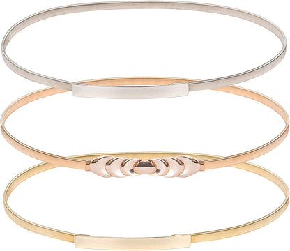 GRACE KARIN Women Skinny Metal Cinch Belt Gold Waistband Elastic Waist Belt CL633 Apparel & Accessories > Clothing Accessories > Belts GRACE KARIN 3 Pieces(style-6) Small 