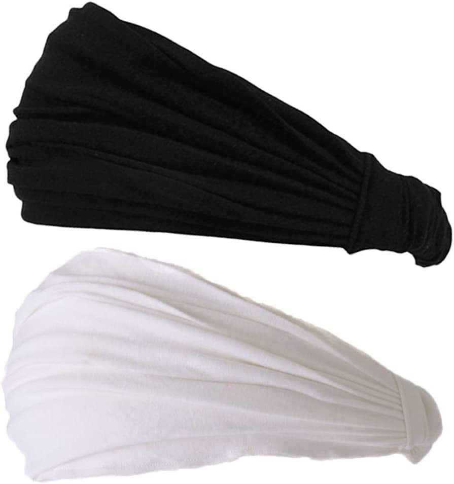 CCHARM Headband Bandana Japanese Style - Mens Head Wrap Womens Hair Band by Casualbox Apparel & Accessories > Clothing Accessories > Bandanas & Headties CCHARM Black & White 2-Pack Medium 