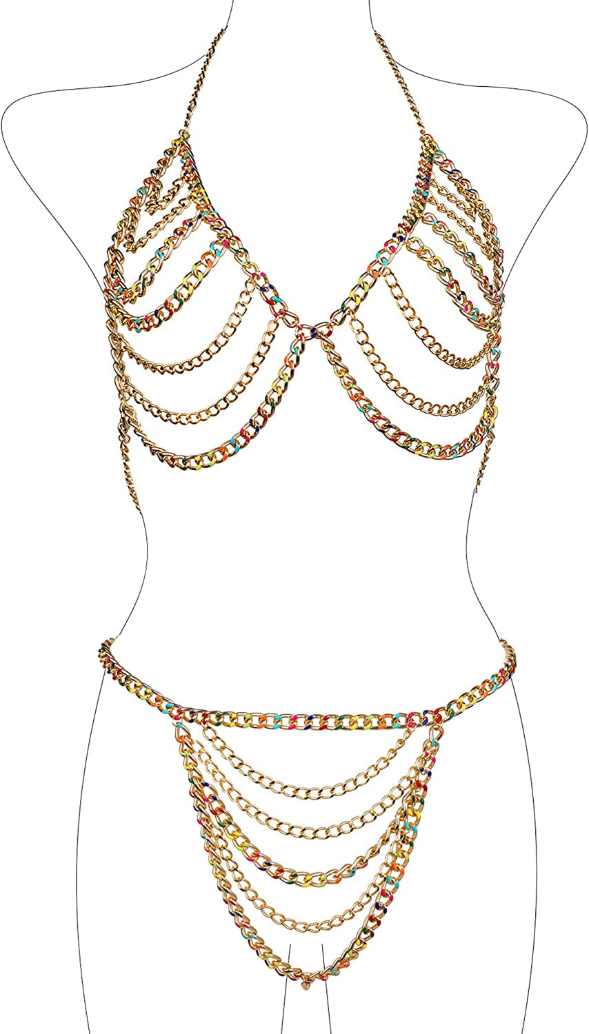 Ccbodily Body Chain Jewelry for Women - Fashion Boho Backless Full Body Chain Belly Chain Jewelry Set for Costume Party Apparel & Accessories > Jewelry > Body Jewelry CCbodily Set-1  
