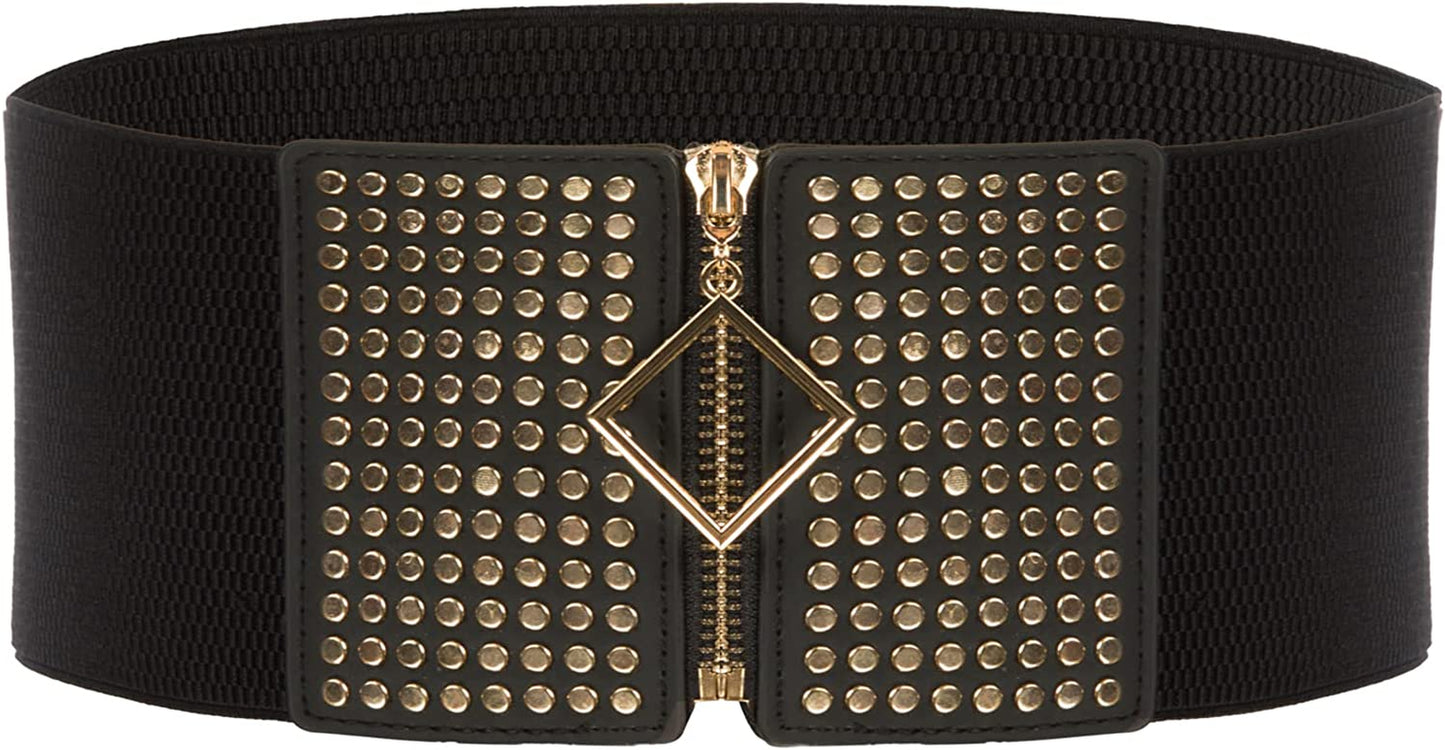 Grace Karin Wide Stretchy Vintage Waist Belt with Metal Buckle Muticolored CL409 Apparel & Accessories > Clothing Accessories > Belts GRACE KARIN Black-1044 Large 