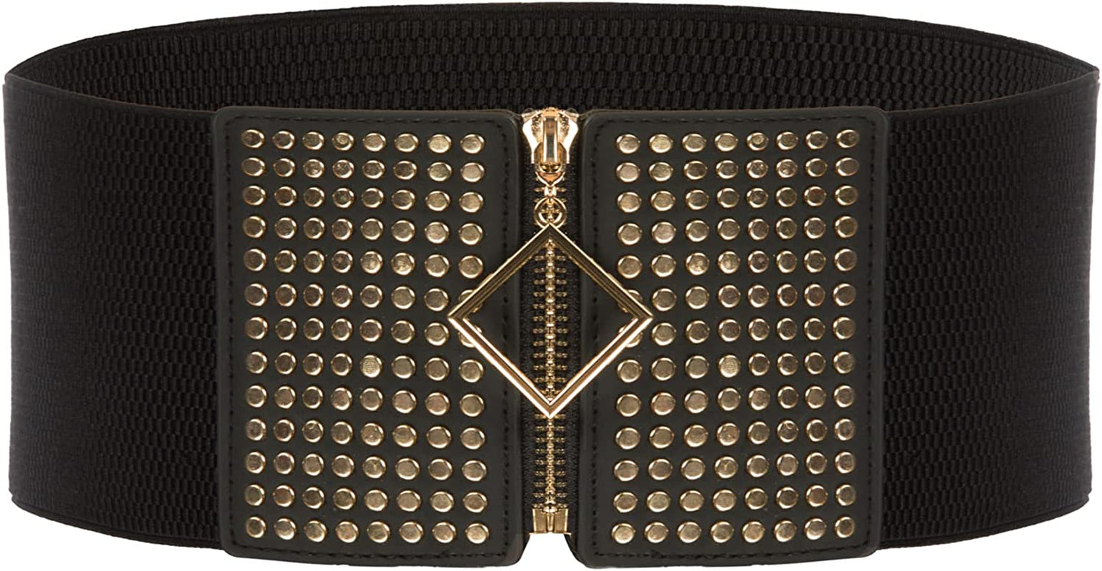 Grace Karin Wide Stretchy Vintage Waist Belt with Metal Buckle Muticolored CL409 Apparel & Accessories > Clothing Accessories > Belts GRACE KARIN Black-1044 Large 