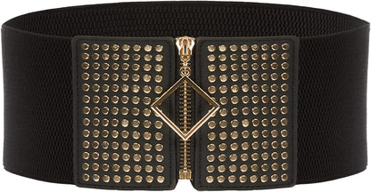 Grace Karin Wide Stretchy Vintage Waist Belt with Metal Buckle Muticolored CL409 Apparel & Accessories > Clothing Accessories > Belts GRACE KARIN Black-1044 Large 