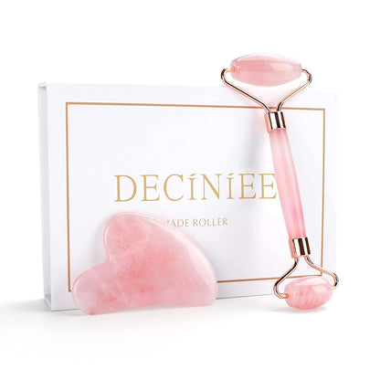 Deciniee Jade Roller and Gua Sha Set - anti Aging Rose Quartz Face Roller Massager & Guasha Tool for Face, Eye, Neck - Natural Beauty Skin Care Tools Body Muscle Relaxing Relieve Wrinkles Health & Beauty > Personal Care > Cosmetics > Cosmetic Tools > Skin Care Tools Deciniee Pink-1  