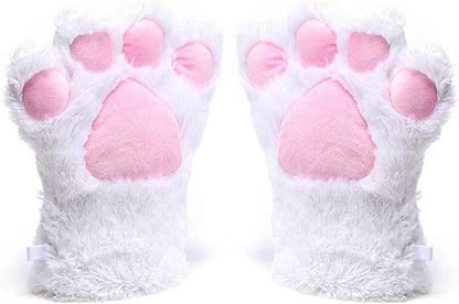 Odema Womens Winter Warm Gloves Cosplay Cat Paw All Cover Mittens for Girls Apparel & Accessories > Clothing Accessories > Gloves & Mittens Odema White  