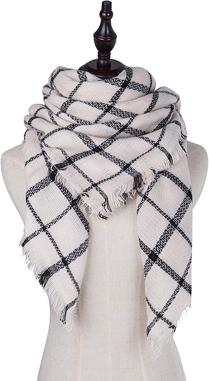 Plaid Blanket Scarf Winter Fall Scarfs for Women, Warm Soft Chunky Oversized Tartan Shawls Wraps Scarves Apparel & Accessories > Clothing Accessories > Scarves & Shawls Chalier   