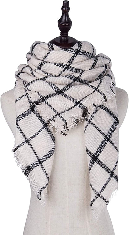 Plaid Blanket Scarf Winter Fall Scarfs for Women, Warm Soft Chunky Oversized Tartan Shawls Wraps Scarves Apparel & Accessories > Clothing Accessories > Scarves & Shawls Chalier   