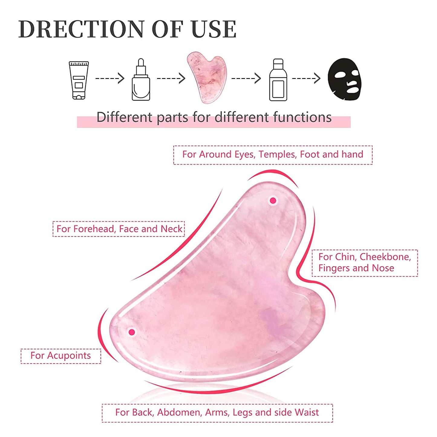 Gua Sha Facial Tools, Kugge Natural Rose Quartz Gua Sha Stone for Anti-Aging, Reduce Puffiness, Guasha Massage Tool for Face & Body SPA Health & Beauty > Personal Care > Cosmetics > Cosmetic Tools > Skin Care Tools Kugge   
