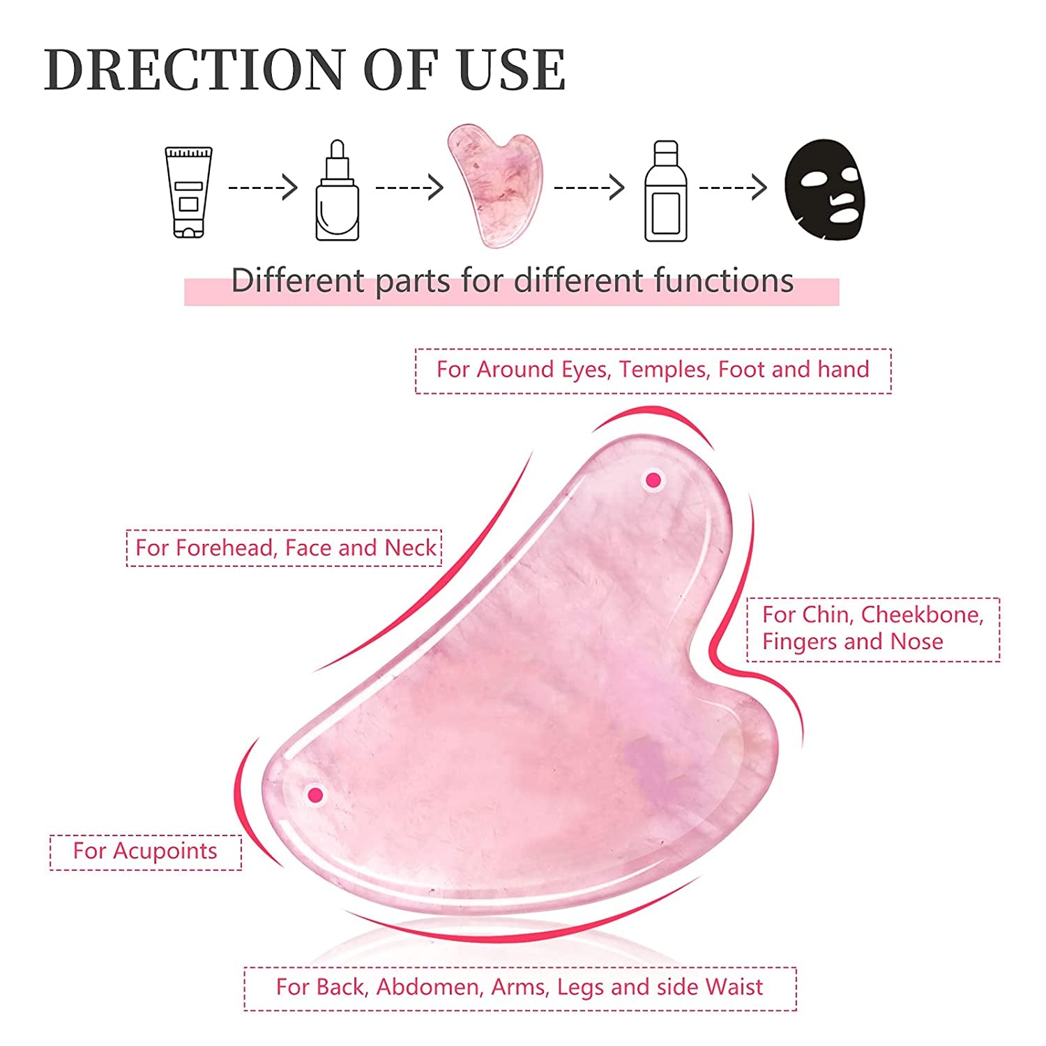 Gua Sha Facial Tools, Kugge Natural Rose Quartz Gua Sha Stone for Anti-Aging, Reduce Puffiness, Guasha Massage Tool for Face & Body SPA Health & Beauty > Personal Care > Cosmetics > Cosmetic Tools > Skin Care Tools Kugge   