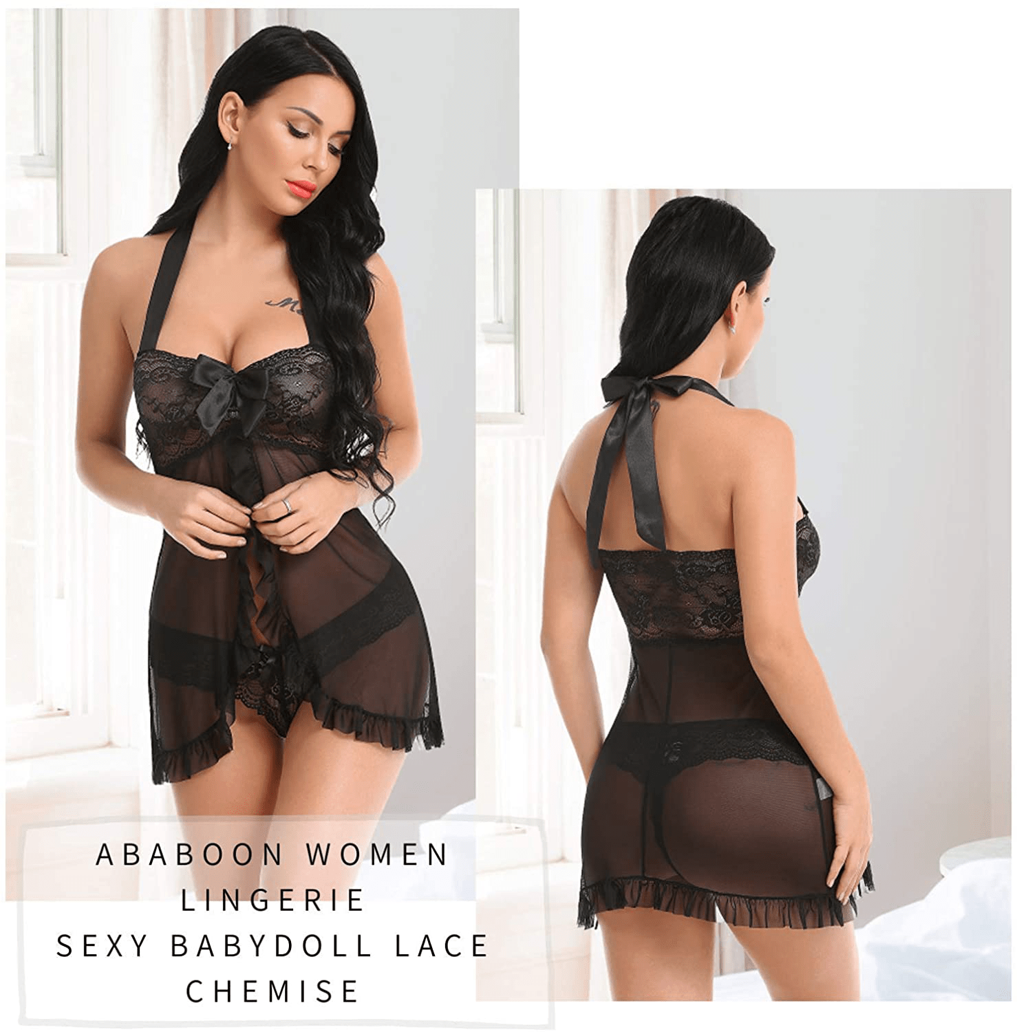 Ababoon Women Lingerie Nightwear Sexy Babydoll Lace Chemise Apparel & Accessories > Clothing > Underwear & Socks > Lingerie Kylie Max   