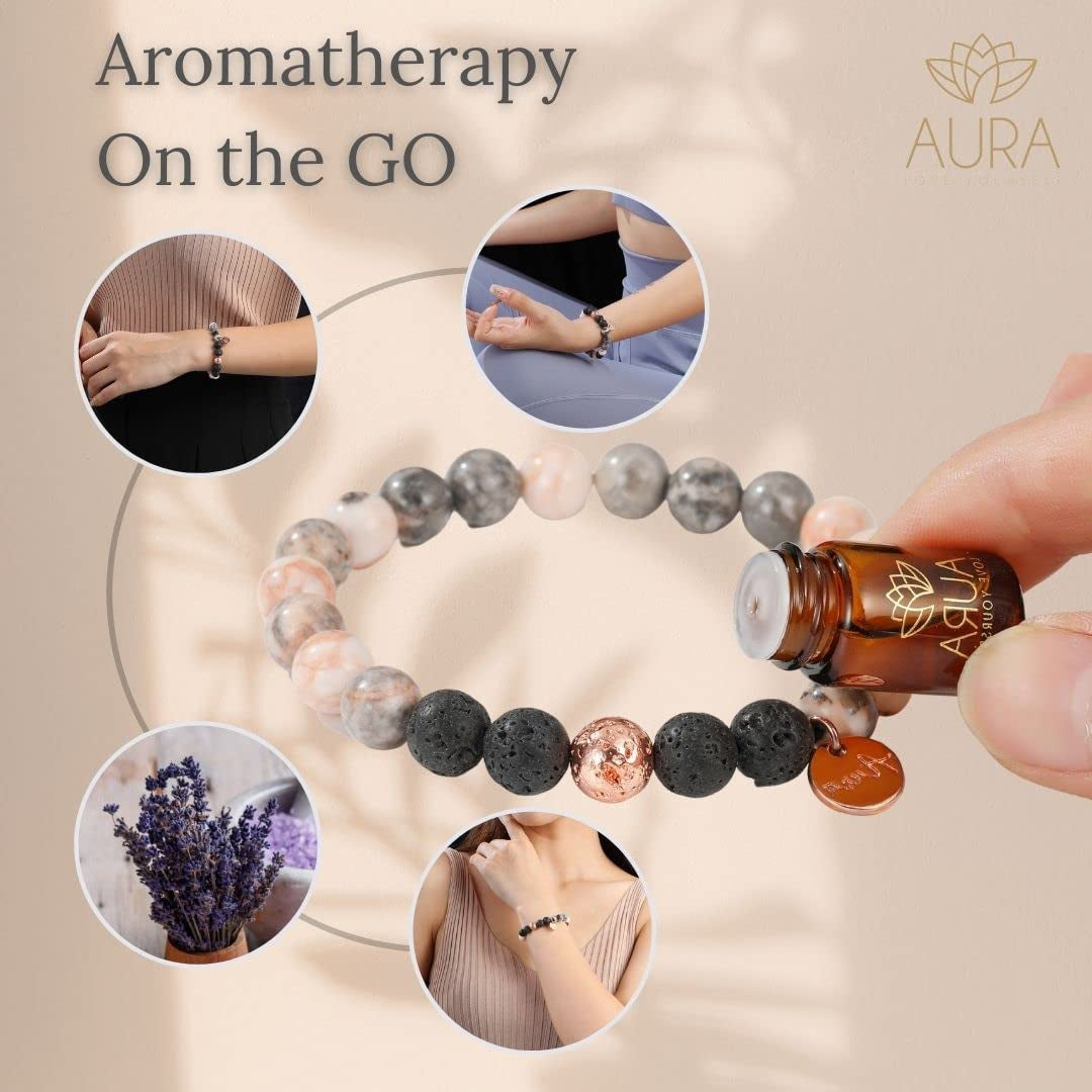 Relaxation Gift for Women - Lava Rock Bracelet, Yoga Beads with Lavender Essential Oil, Calming Aromatherapy Diffuser Stone Beaded Bracelet- Self Care, Healing, Stress Anxiety Relief Gift for MOM Apparel & Accessories > Jewelry > Bracelets AURA LOVE YOURSELF   