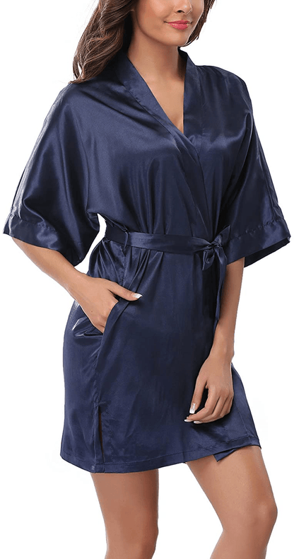 ABC-STAR Womens Short Satin Kimono Robe for Wedding Bridal Party Bridesmaid Robe Apparel & Accessories > Clothing > Sleepwear & Loungewear > Robes ABC-STAR   