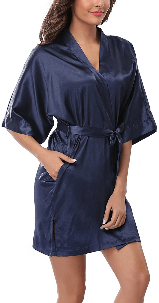 ABC-STAR Womens Short Satin Kimono Robe for Wedding Bridal Party Bridesmaid Robe Apparel & Accessories > Clothing > Sleepwear & Loungewear > Robes ABC-STAR   