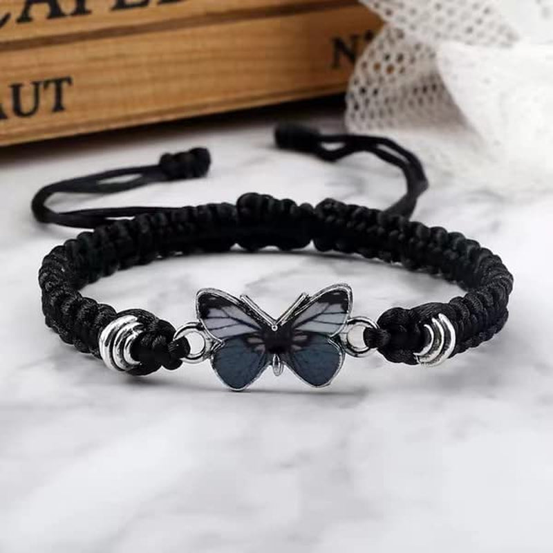 Butterfly Charm Bracelet, Adjustable Hand Woven Bracelets, Cute Butterfly Charm Bracelets, Bracelet Suitable for Family Butterfly Jewelry (Silver) Apparel & Accessories > Jewelry > Bracelets KKLM   