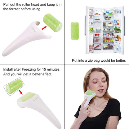 Jade Face Gua Sha Roller – Ice Facial Eye Massage Stone Gifts for Mom Mothers Day Natural Cooling anti Wrinkle Skin Care Tools Treatment for Puffiness Migraine Pain Relief Minor Injury Muscle Relaxing Health & Beauty > Personal Care > Cosmetics > Cosmetic Tools > Skin Care Tools Gyothrig   