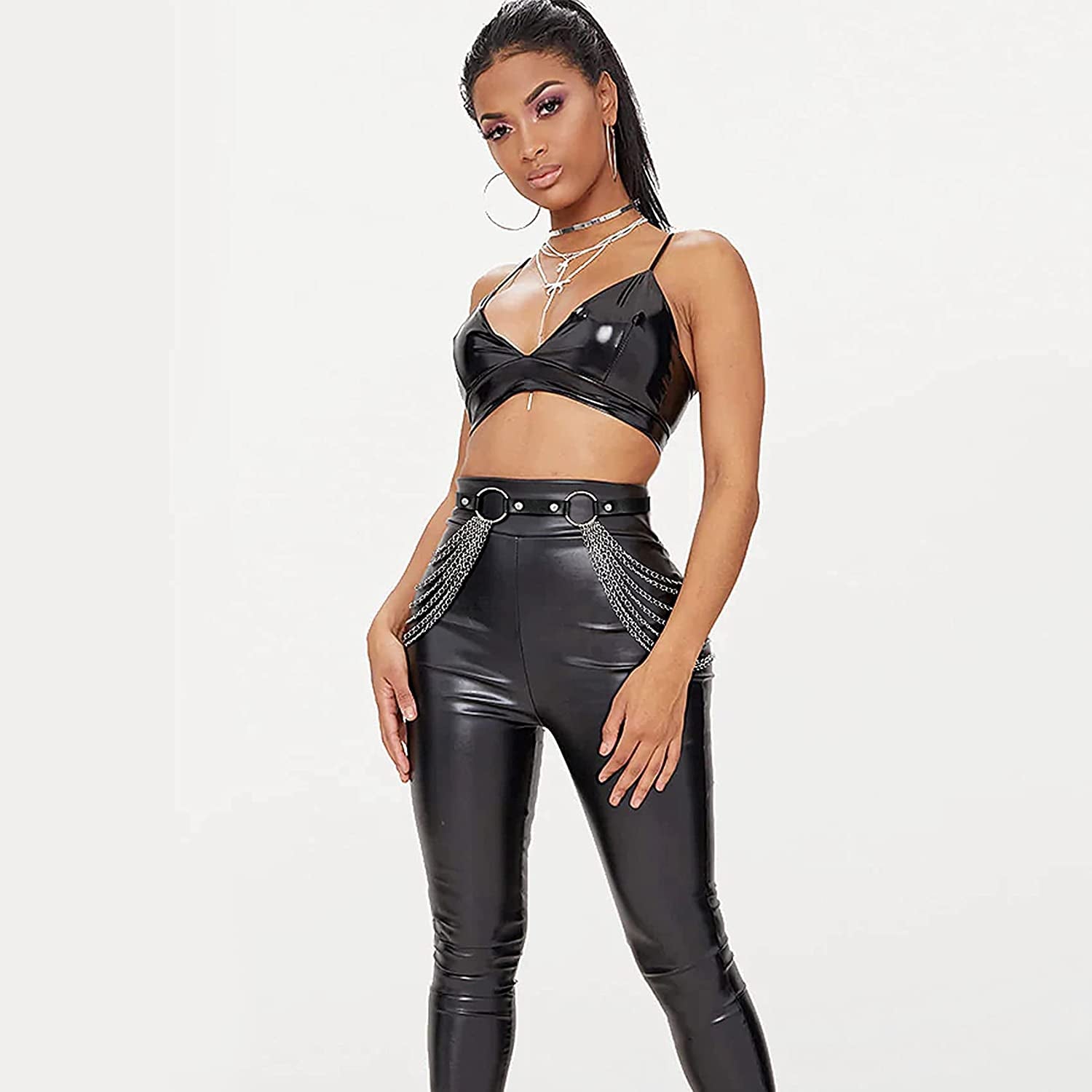 Punk Waist Chain Belt Leather Body Belly Chain Rave Festival Sexy Gothic Jewelry Accessories for Women Girls Apparel & Accessories > Jewelry > Body Jewelry WHIPPY   