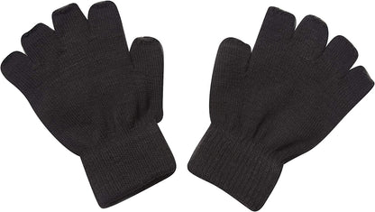 Gravity Threads Unisex Men Women Half Finger Stretchy Knit Fingerless Winter Gloves Apparel & Accessories > Clothing Accessories > Gloves & Mittens Gravity Trading Kids Black  