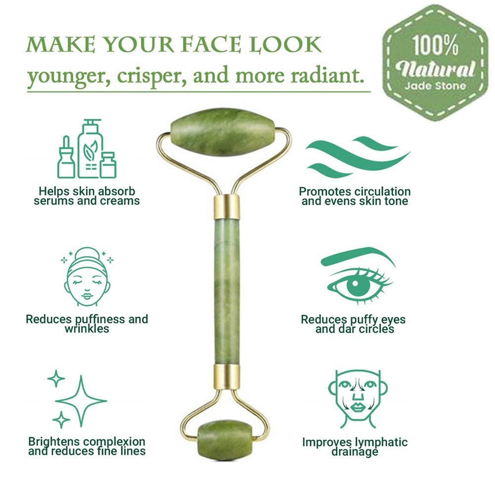 Jade Roller for Face Massager MUZHI Green Neck Massager Tool Jade Stone Face Roller, Eye Treatment Roller Reduce Wrinkles anti Aging Natural Skin Gym Crystal Beauty Jade Facial Roller Dark Green… Health & Beauty > Personal Care > Cosmetics > Cosmetic Tools > Skin Care Tools MUZHI   