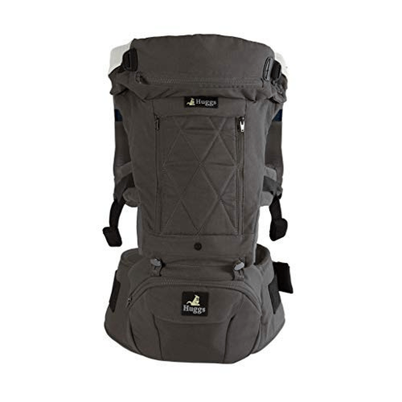 Abiie HUGGS Baby Carrier Hip Seat [2021 Upgraded] - Approved by U.S. Safety Standards - Healthy Sitting Position (M-Position) - Front Facing, Hip Hugger, Back Baby Carrier - 100% Cotton (Grey) Apparel & Accessories > Clothing > Underwear & Socks > Underwear Abiie   