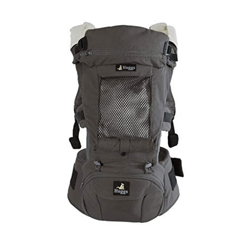 Abiie HUGGS Baby Carrier Hip Seat [2021 Upgraded] - Approved by U.S. Safety Standards - Healthy Sitting Position (M-Position) - Front Facing, Hip Hugger, Back Baby Carrier - 100% Cotton (Grey) Apparel & Accessories > Clothing > Underwear & Socks > Underwear Abiie   