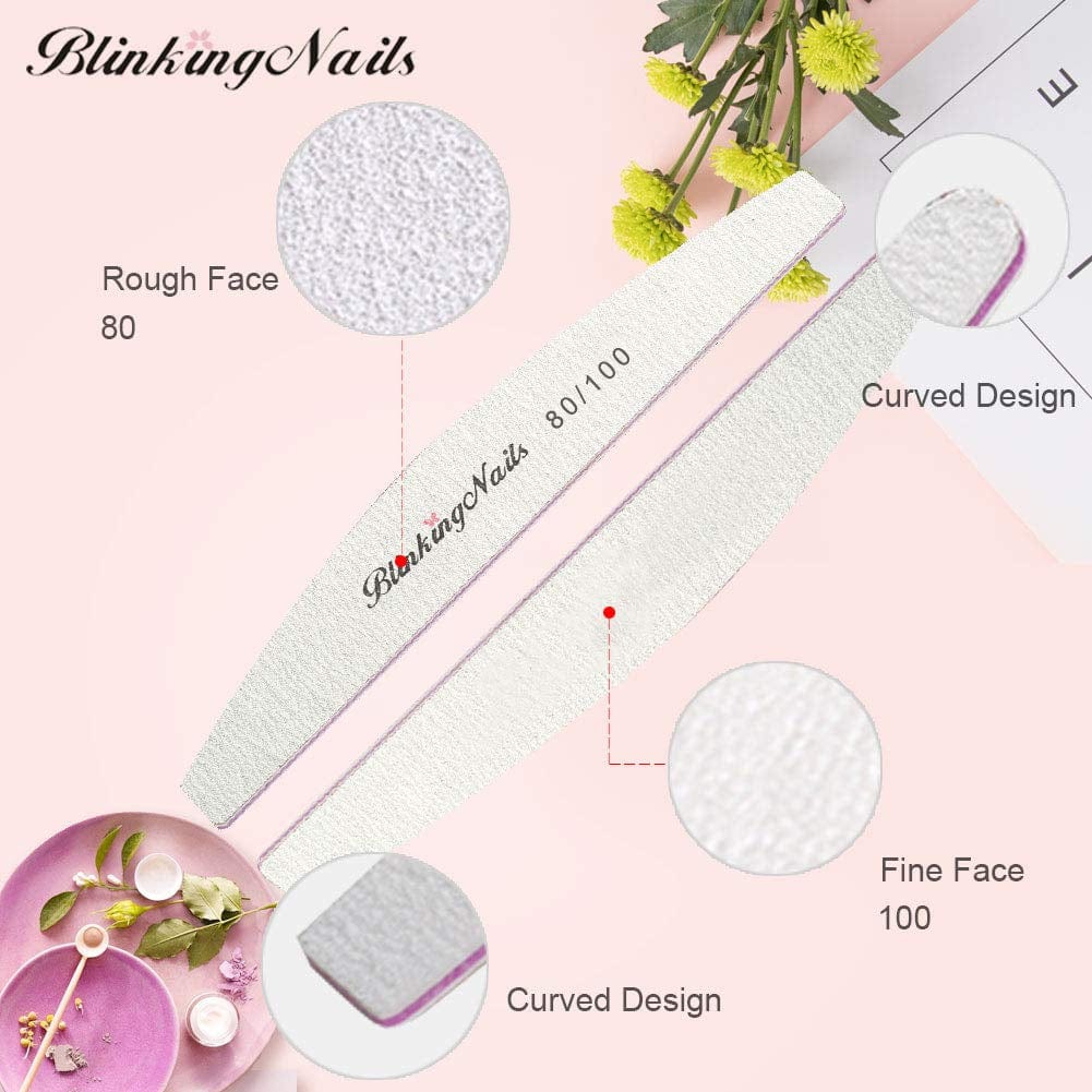 Abrasive Nail File 80/100 Grit 10Pcs Acrylic Nail Files and Buffers, Professional Washable Nail File Buffer Block with Double Sides Designed Disposable Nail Files Manicure Tools for Nail Art Care Health & Beauty > Personal Care > Cosmetics > Cosmetic Tools > Nail Tools BlinkingNails   