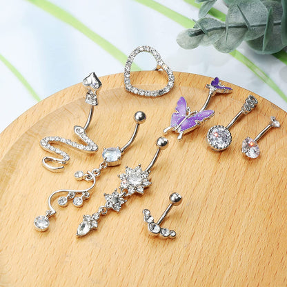 CASSIECA 14G Belly Button Rings Dangle for Women 316L Stainless Steel Snake Heart Shiny CZ Butterfly Navel Belly Rings Barbell Body Piercing Jewelry Apparel & Accessories > Jewelry > Body Jewelry CASSIECA   