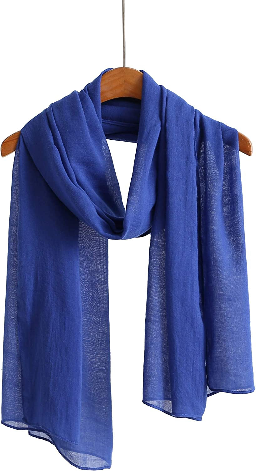 Jeelow Cotton Feel Scarf Shawl Wrap Soft Lightweight Scarves and Wraps for Men Women Apparel & Accessories > Clothing Accessories > Scarves & Shawls Jeelow Royal Blue  