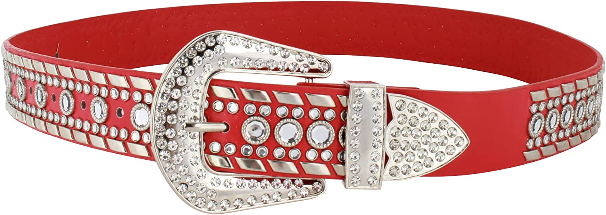CLARA Women Vintage Western Waist Belt Double Buckle Belt PU Leather Waistband for Jeans Dress Apparel & Accessories > Clothing Accessories > Belts CLARA 01903red  