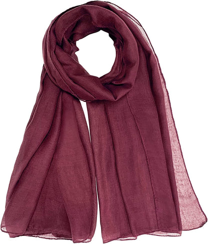 FINIZO Women'S Scarves Lady Light Soft Fashion Solid Scarf Wrap Shawl for All Season Apparel & Accessories > Clothing Accessories > Scarves & Shawls FINIZO 33-wine Red  