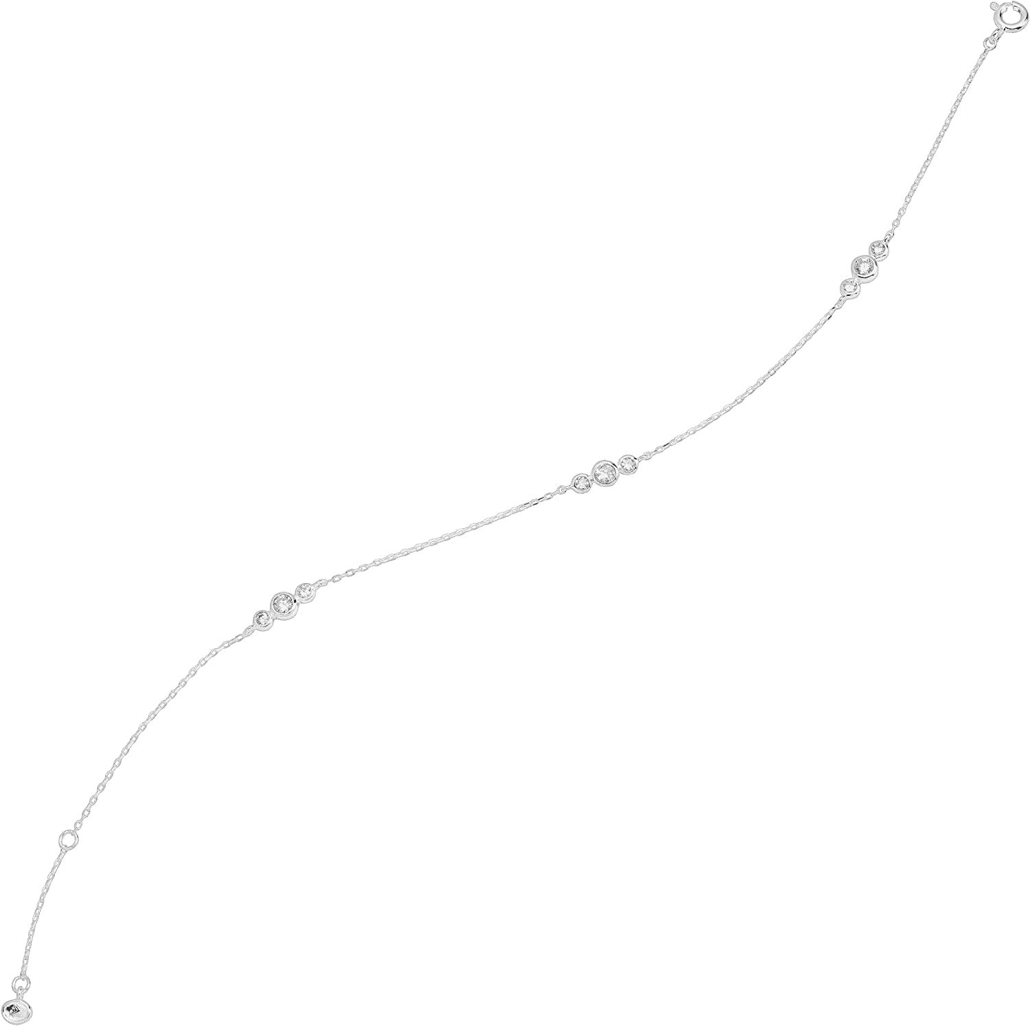 Silpada .925 Sterling Silver Anklet for Women, Cubic Zirconia Ankle Bracelet, Jewelry Gift Idea, Clarity Loll', 9" + 1" Apparel & Accessories > Jewelry > Anklets Richline Group   