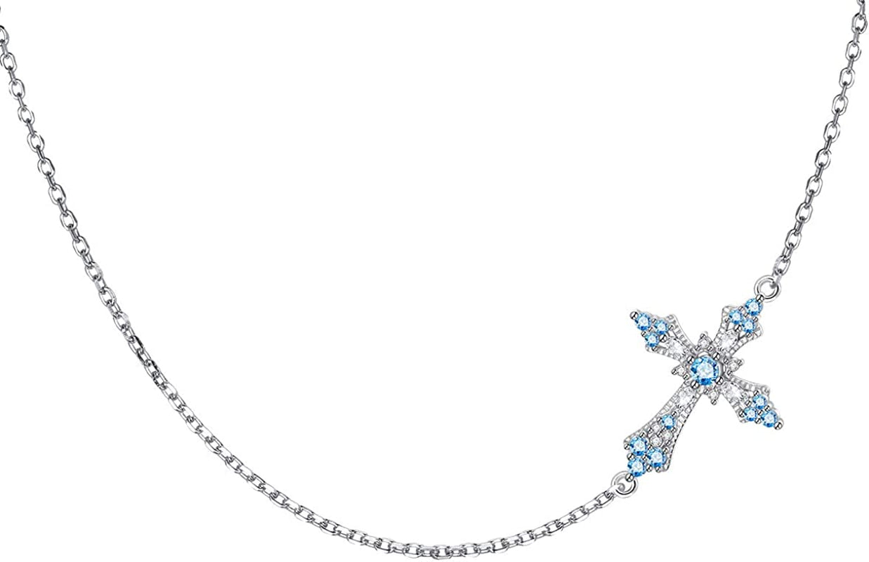 ATHENAA S925 Sterling Silver Concise Sideways Cross Pendant Necklace Bracelet Anklet Apparel & Accessories > Jewelry > Anklets ATHENAA Jewelry Factory D-Necklace 14+4"  