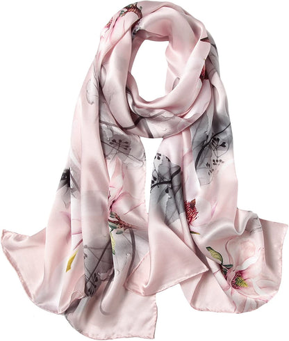 Women'S Mulberry Silk Scarf Floral Print Satin Long Scarf Wrap Shawl Apparel & Accessories > Clothing Accessories > Scarves & Shawls Smi&Love Xtrm01  