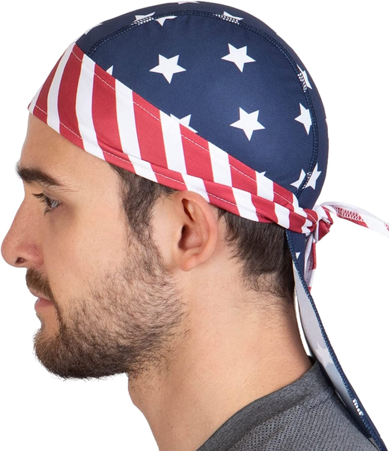 Cooling Helmet Liner - Do Rag Skull Cap for Men - Head Scarf, Bandana, Head Wrap, Beanie for Motorcycle, Cycling, Sports Apparel & Accessories > Clothing Accessories > Headwear Tough Headwear Us Flag  