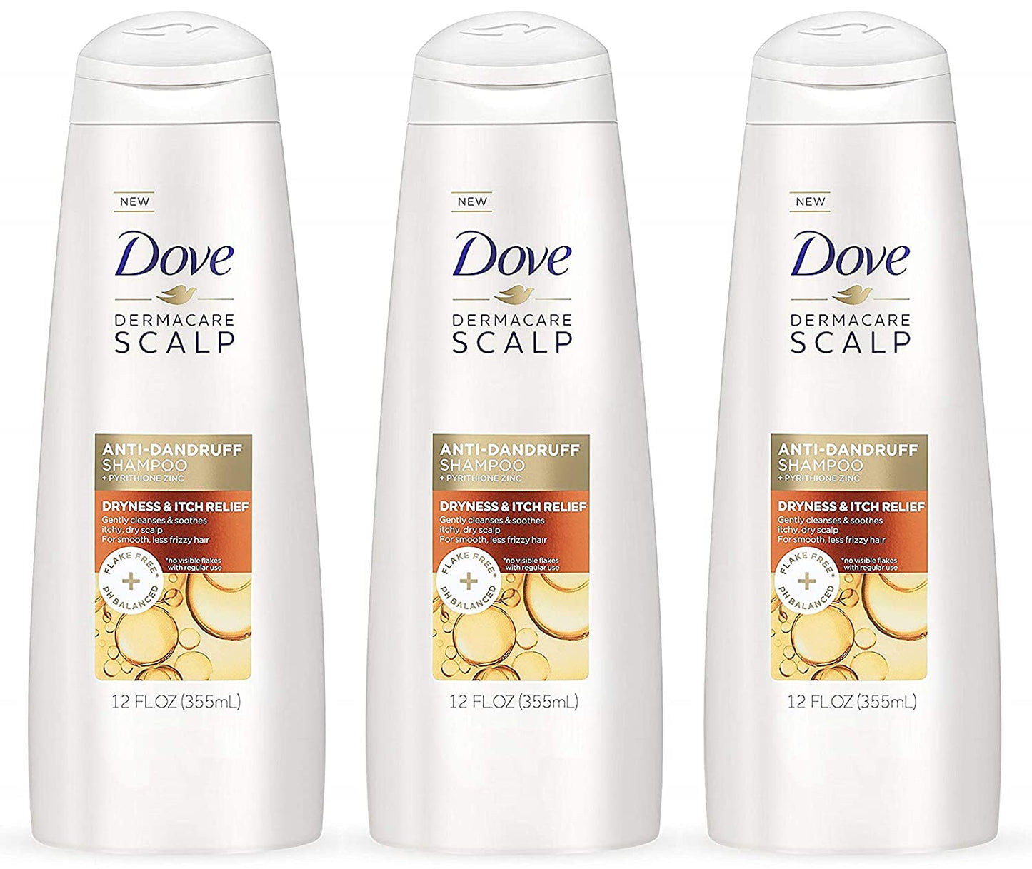 Dove Dermacare Scalp Haircare - Anti-Dandruff Shampoo - Dryness & Itch Relief - Net Wt. 12 FL OZ (355 Ml) per Bottle - Pack of 3 Bottles Health & Beauty > Personal Care > Hair Care Unilever HPC - USA   