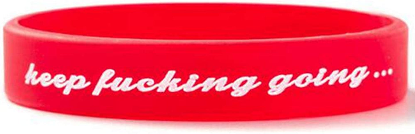 Jude Jewelers Medical Grade Silicone Keep Fucking Going Mantra Statement Inspirational Bangle Bracelet Apparel & Accessories > Jewelry > Bracelets Jude Jewelers Red  