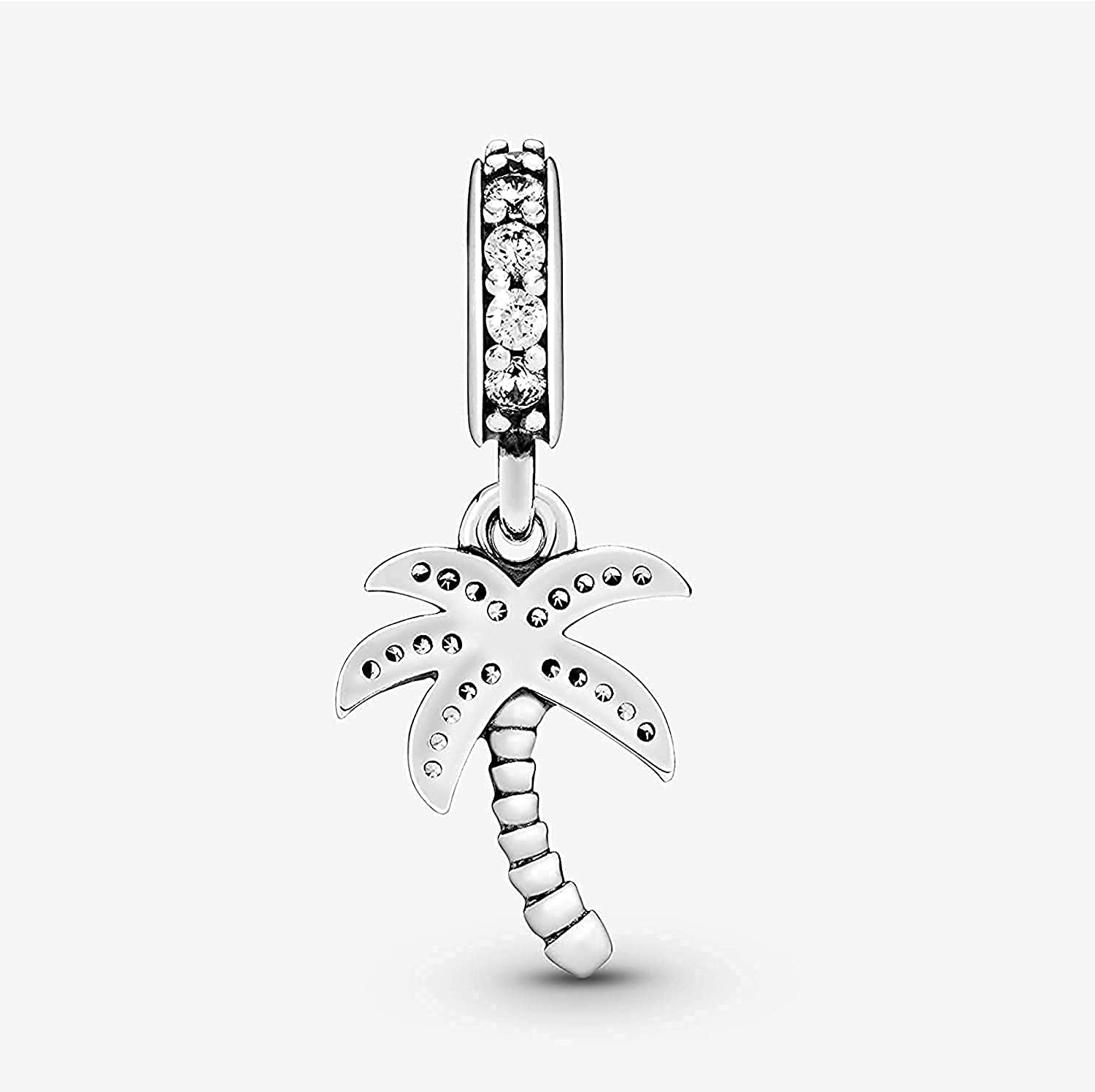EZ Tuxedo Palm Tree Dangle Charms 925 Sterling Silver Tree Pendant with Cubic Zirconia for Bracelets Apparel & Accessories > Jewelry > Bracelets EZ Tuxedo pandora charms summer   