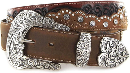 Tony Lama Brown Kaitlyn Crystal Belt C50499 Apparel & Accessories > Clothing Accessories > Belts Tony Lama 34  