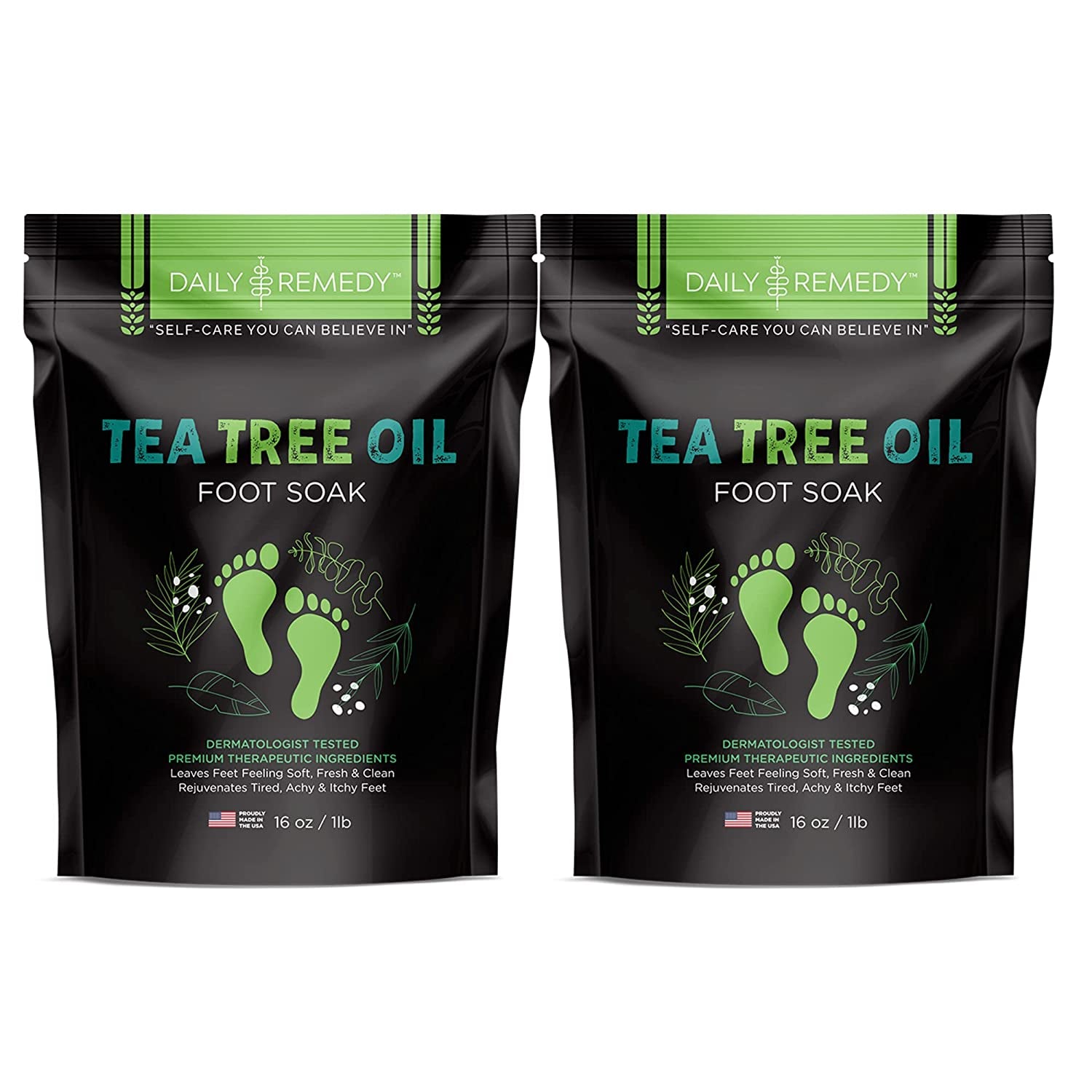 Tea Tree Oil Foot Soak with Epsom Salt - Made in USA - for Toenail Irritations, Athletes Foot, Stubborn Foot Odor Scent, Softens Calluses & Soothes Sore Tired Feet - 2 PACK Health & Beauty > Personal Care > Foot Care DAILY REMEDY Tea Tree  