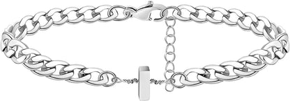Silver Anklet Initial Ankle Bracelets for Women Teen Girls Figaro Chain Personalized Birthday Gifts for Women Summer Gift Beach Jewelry Anklet for Women Letter A-Z Jewelry Apparel & Accessories > Jewelry > Anklets JoycuFF I  