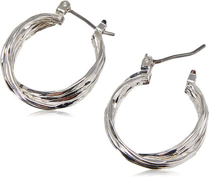 NINE WEST Women'S Silvertone Twisted Hoop Earrings Apparel & Accessories > Jewelry > Earrings NINE WEST   