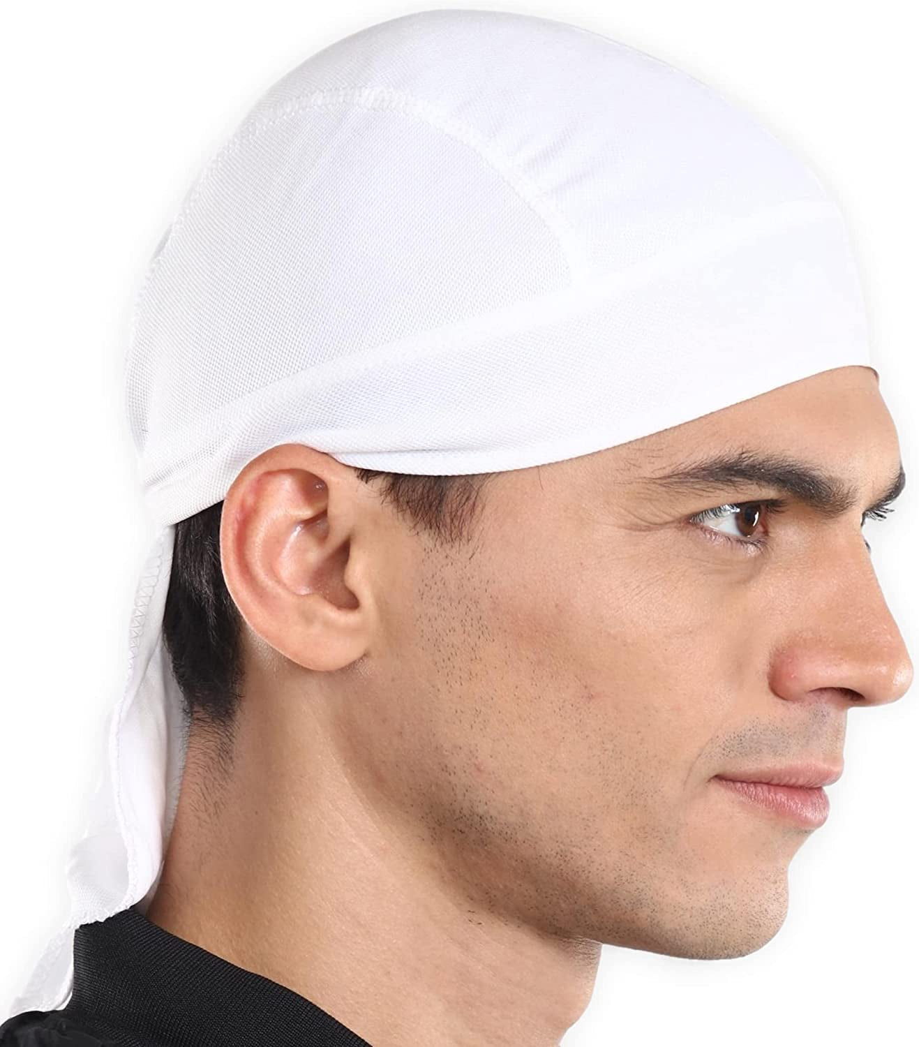 Cooling Helmet Liner - Do Rag Skull Cap for Men - Head Scarf, Bandana, Head Wrap, Beanie for Motorcycle, Cycling, Sports Apparel & Accessories > Clothing Accessories > Headwear Tough Headwear White  