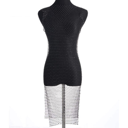 Asooll Black Crystal Woven Skirt Body Chain Beach Bikini Rhinestone Elastic Chains Festival Party Nightclub Body Jewelry for Women and Girls Apparel & Accessories > Jewelry > Body Jewelry Asooll   